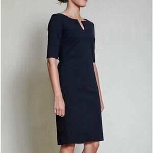 MM LAFLEUR Narie Sheath Ponte‎ Dress Navy Blue Pencil Bodycon Midi Sz 6